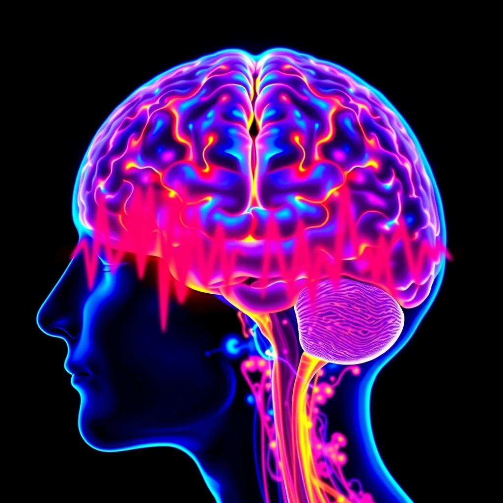Brain scan showing increased alpha wave activity during guided meditation with red light therapy