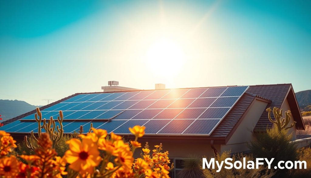 Solar panels on a roof in Arizona