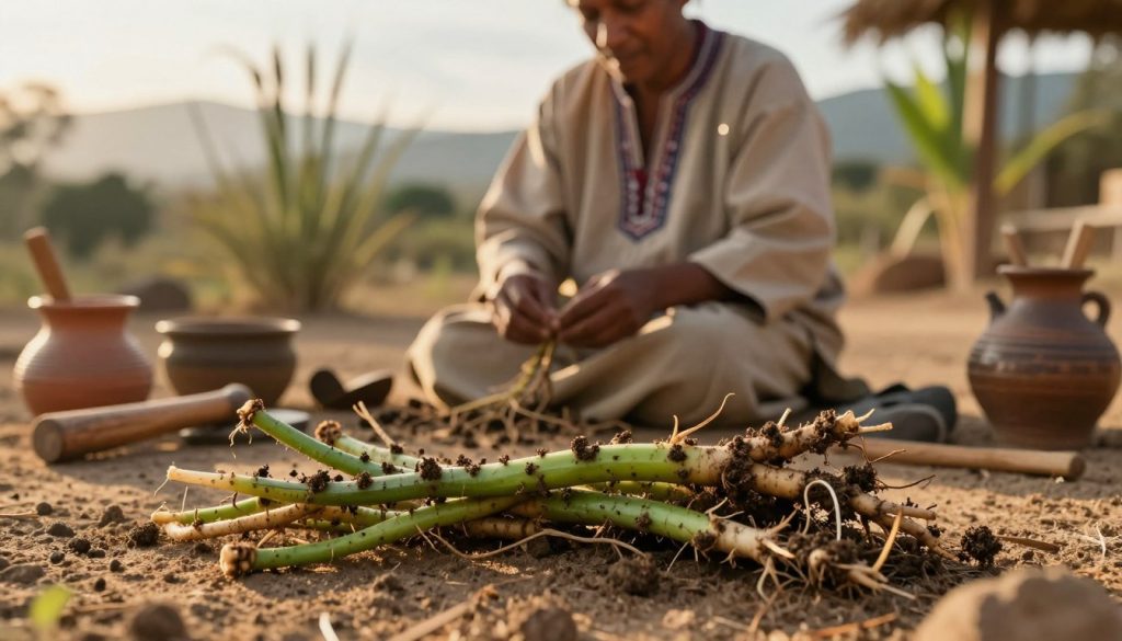 Traditional preparation of Silene capensis roots
