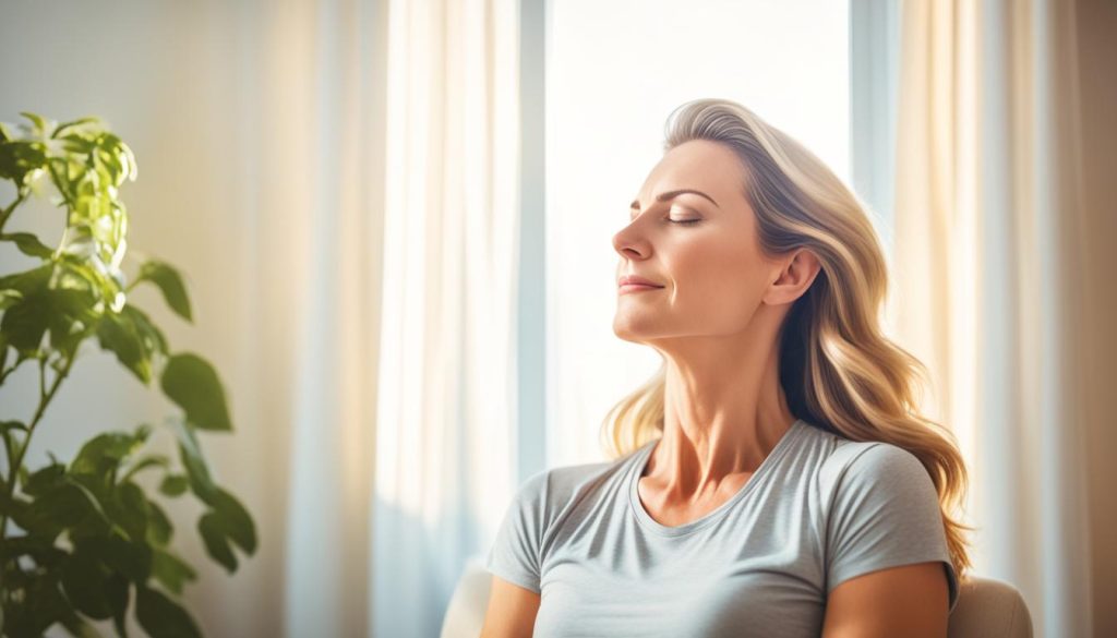 Woman in a state of relaxation during self hypnosis