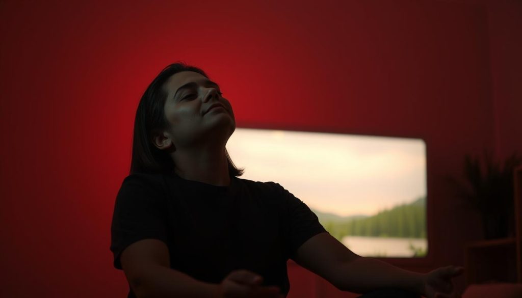 guided imagery during red light therapy session