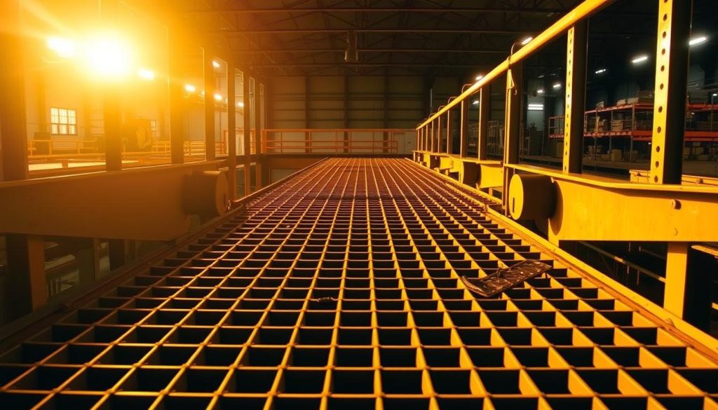 load-bearing gratings mezzanine floor system