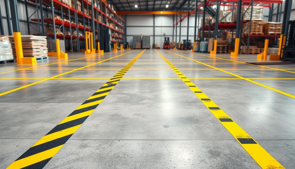 paint striping prevents accidents in warehouse