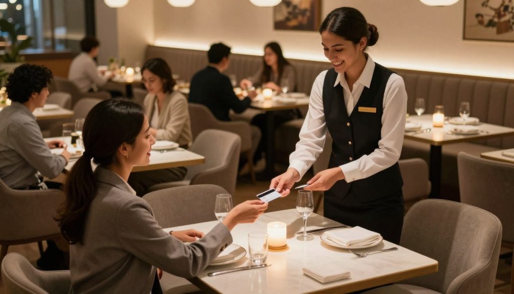 polite payment process restaurant