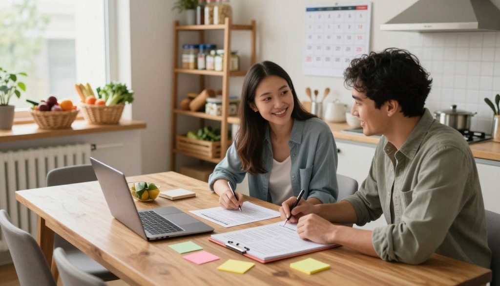 setting a schedule for grocery shopping and chores